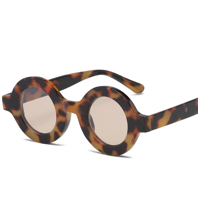 Hot Små Runde Solbriller Kvinder Retro 2019 Leopard Sort Halv Metal Vintage Runde solbriller til Mænd Brand Designer UV400 NX