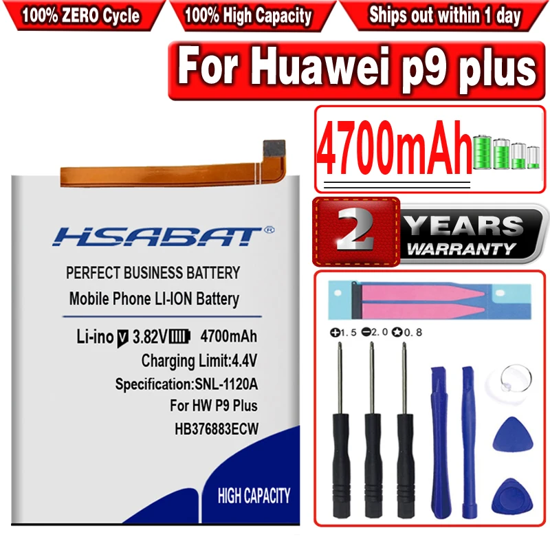 HSABAT HB376883ECW 4700mAh Batteri til HUAWEI Ascend P9 plus VIE-AL10 P9plus