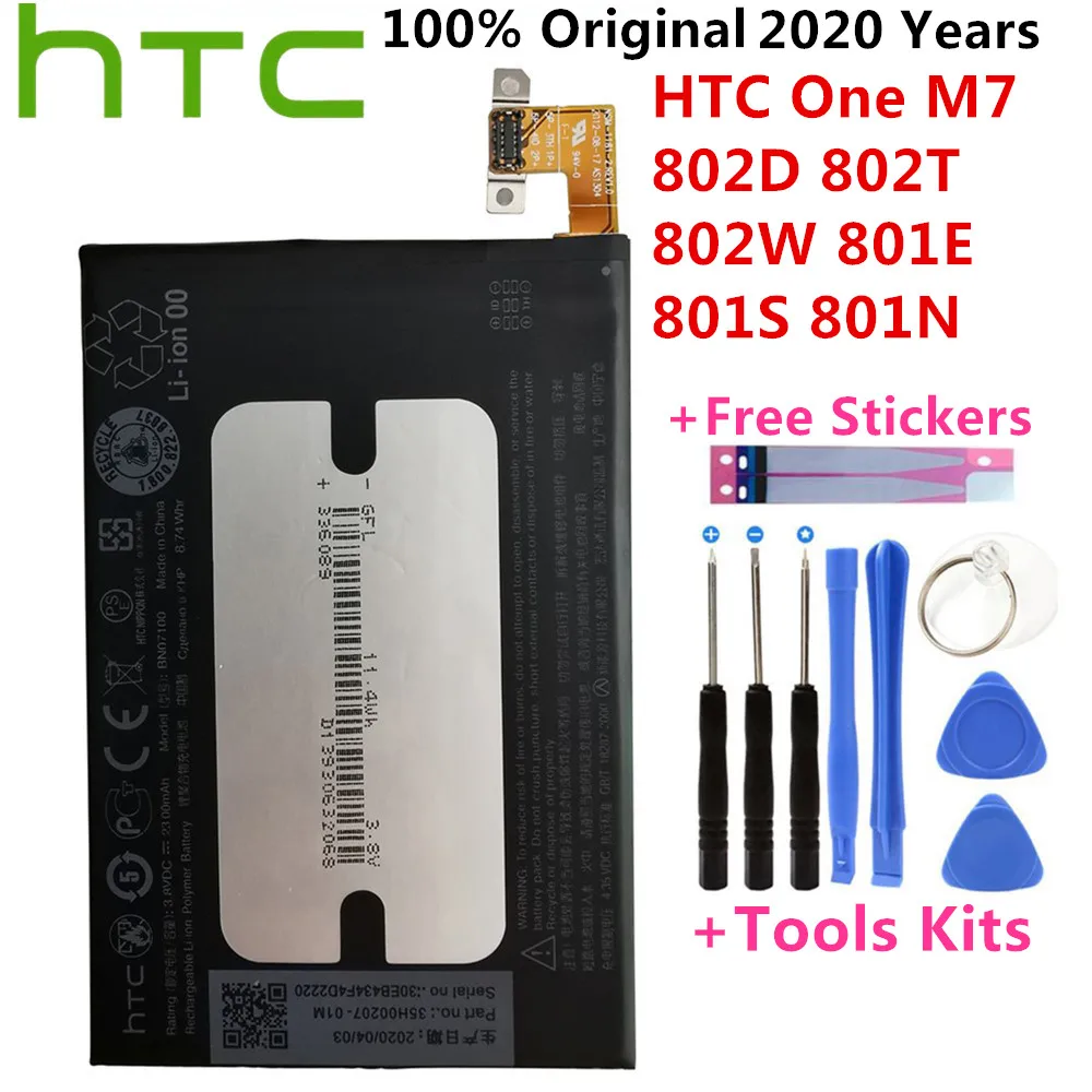 HTC Oprindelige BN07100 For HTC M7 802t 802D 802W 801e 801s 801n 2300mah 35H00207-01M Batteri+Gratis Værktøjer