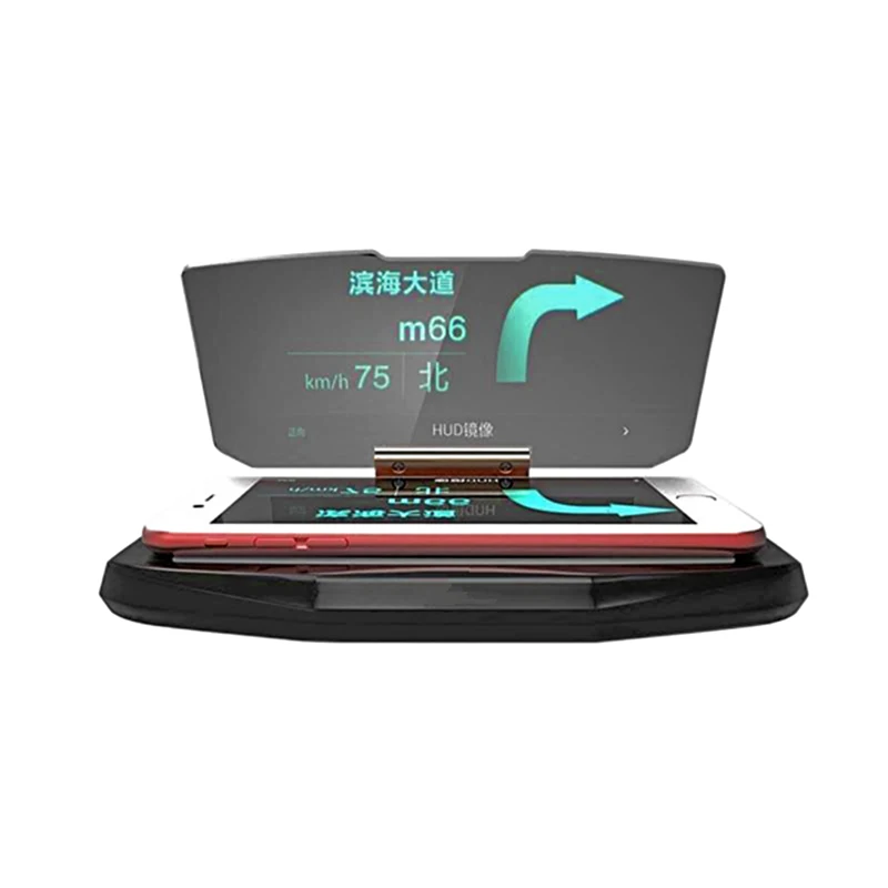 HUD Bil telefonholder Projektion Stå Head-Up Display Bil GPS Navigation Billede Reflektor Beslag KM H km / H Hastighed Detektor