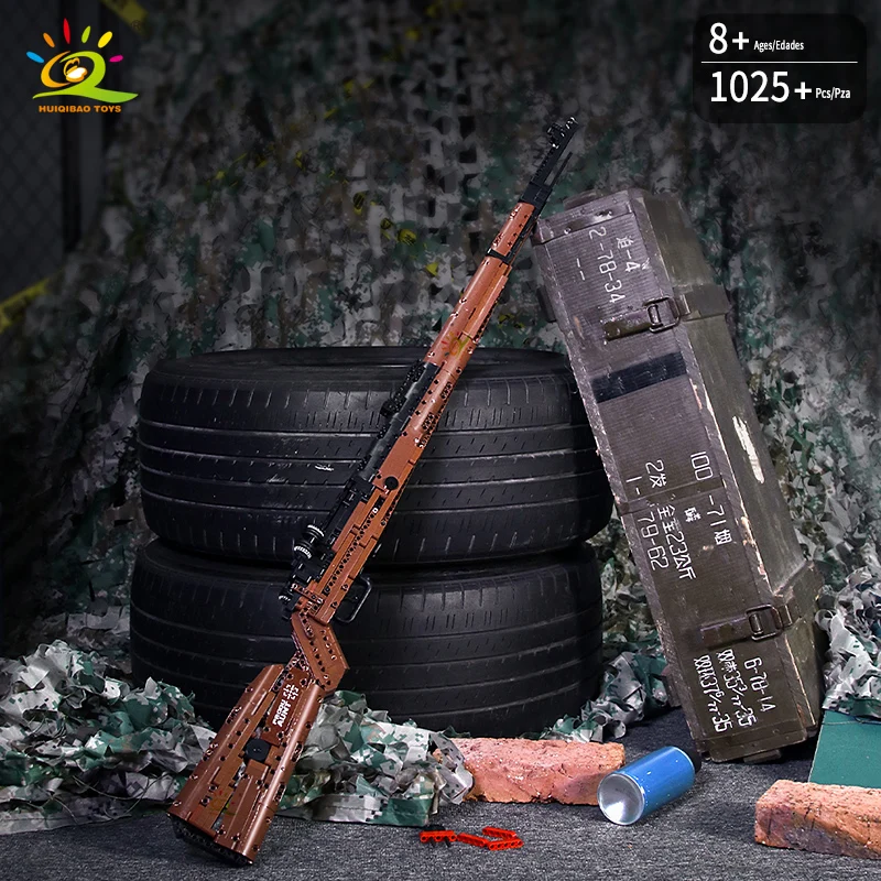 HUIQIBAO 1025+PC ' er PUBGS 98K Sniper Riffel Model byggesten Sæt Tekniske Samling Mursten Byen DIY Spil, Kanon Legetøj For Børn