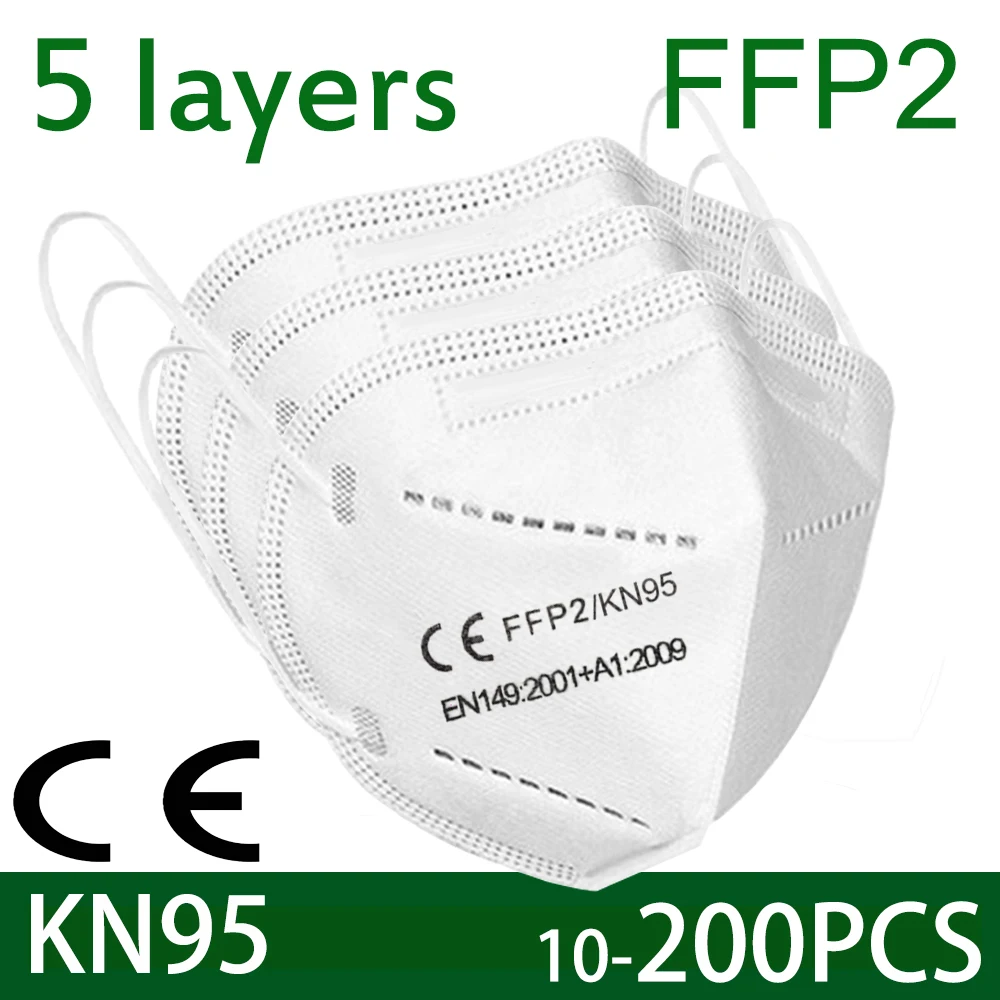 Hurtigt sende ansigtsmaske FFP2 masker KN95 filter maske Beskyttende maske anti støv maske af 5 lag munden maske mascarillas Hurtigt sende