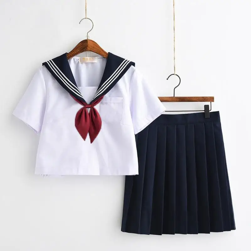 Hvid Schoolgirl Uniform Japansk Klasse Navy Sailor School Uniform Studerende Tøj Til Piger Animationsfilm COS Sailor Navy Passer til