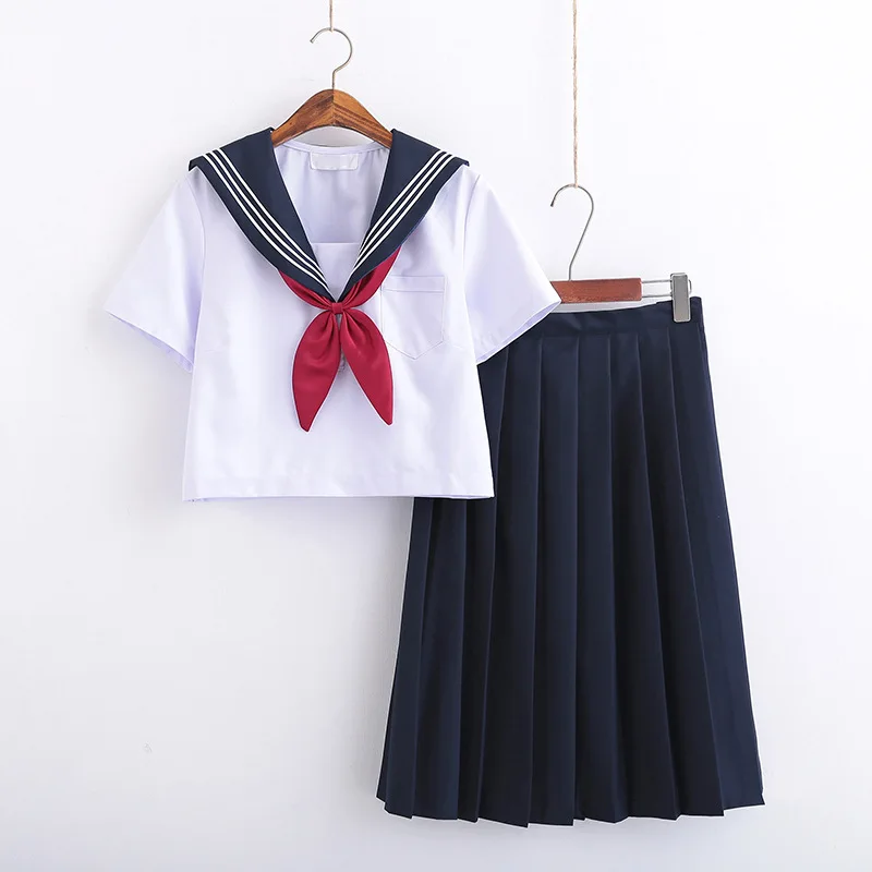 Hvid Schoolgirl Uniform Japansk Klasse Navy Sailor School Uniform Studerende Tøj Til Piger Animationsfilm COS Sailor Navy Passer til