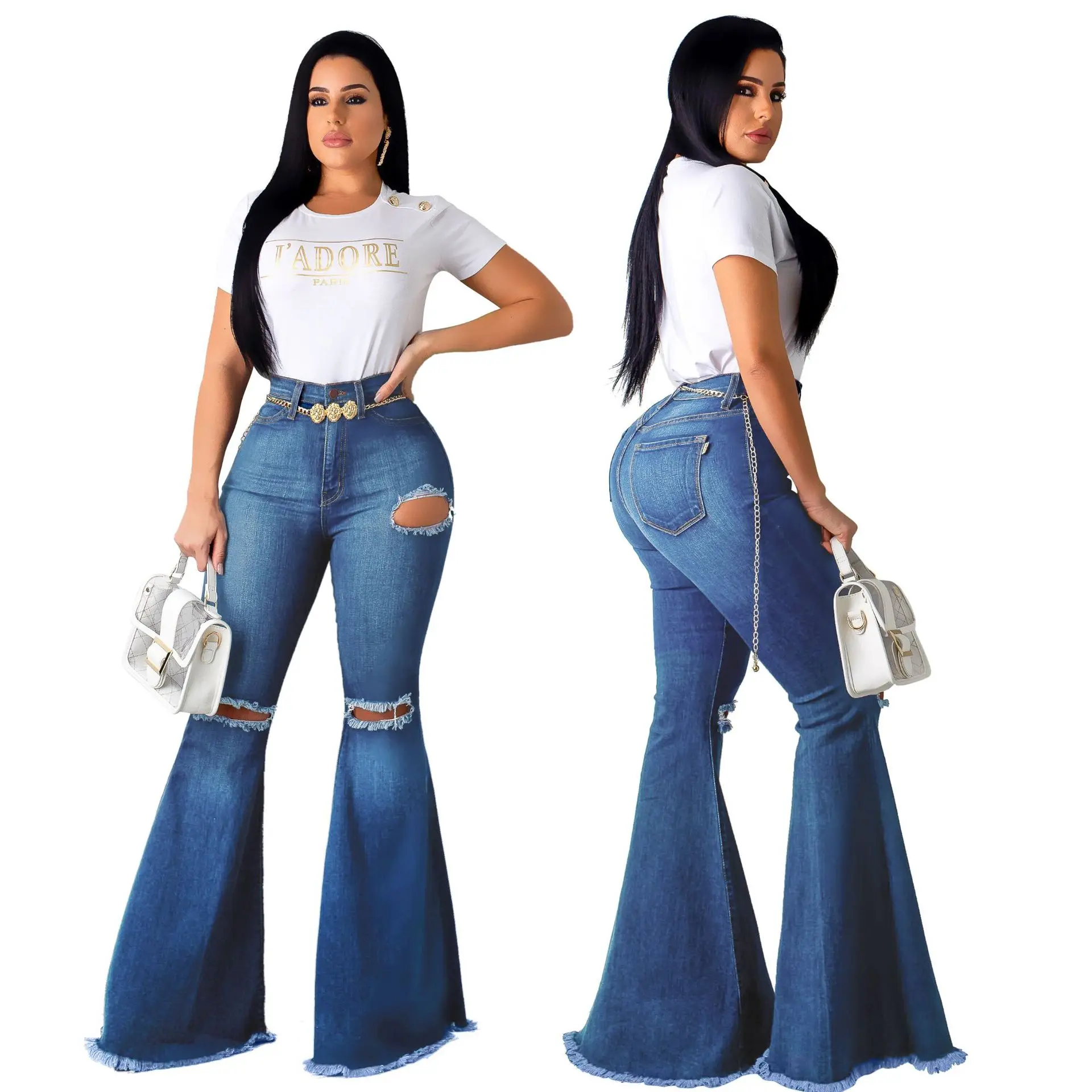 Høj Talje Jeans Mødre Vask Flare Jeans Til Kvinder Tynde Denim Jeans Womans Bell Bottom Damer Plus Size Bred Ben Kvindelige Bukser