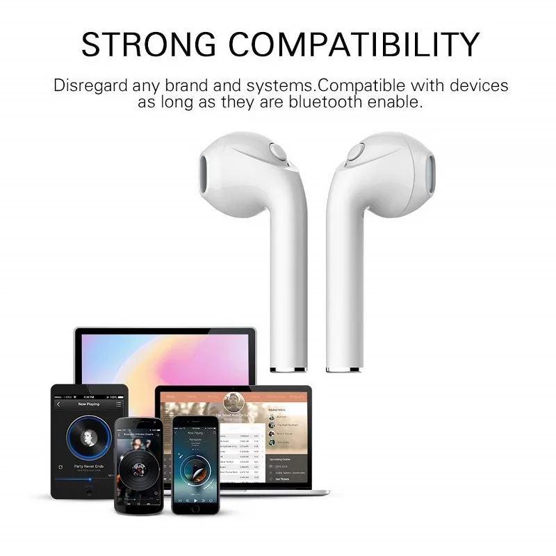 I7s TWS 5.0 Trådløse Bluetooth Hovedtelefoner til Xiaomi Mi Pad 4 Wi-Fi Tablet Øretelefon Musik Ørepropper Opladning Box