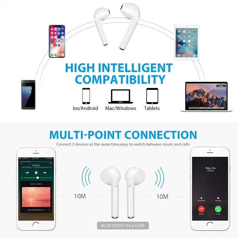 I7s TWS 5.0 Trådløse Bluetooth Hovedtelefoner til Xiaomi Mi Pad 4 Wi-Fi Tablet Øretelefon Musik Ørepropper Opladning Box