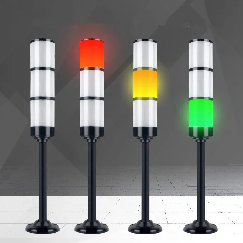Industrielle Multilayer Stak lys Signal Tower Alarm advarsel lys Lyse 24V Sort/Sølv Shell Indikator Lampe til CNC Maskiner