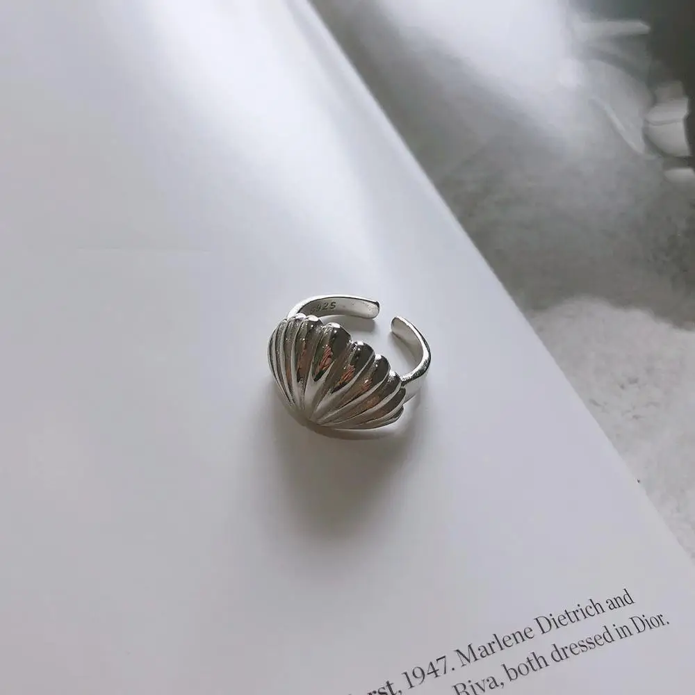 INS Autentisk S925 Sterling Sølv FINE Smykker Shell form ring justere TLJ741