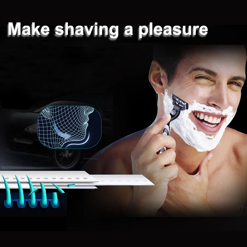 Intimbarbering Barberblade 3 Lag 8stk/pakke Til Gillette Mach3 Straight Razor Passer Turbo Følsomme barberskraber Udskiftelige Hoveder