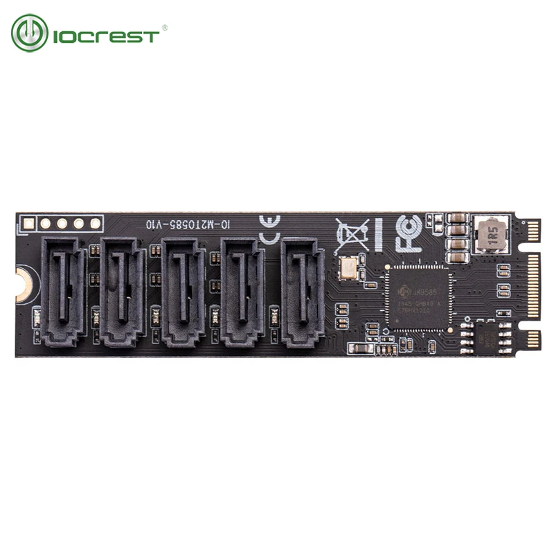 IOCREST M. 2 (PCIe 3.0) til 5 Havne SATA III 6G SSD-Adapter med SATAIII Kabel understøtter UEFI