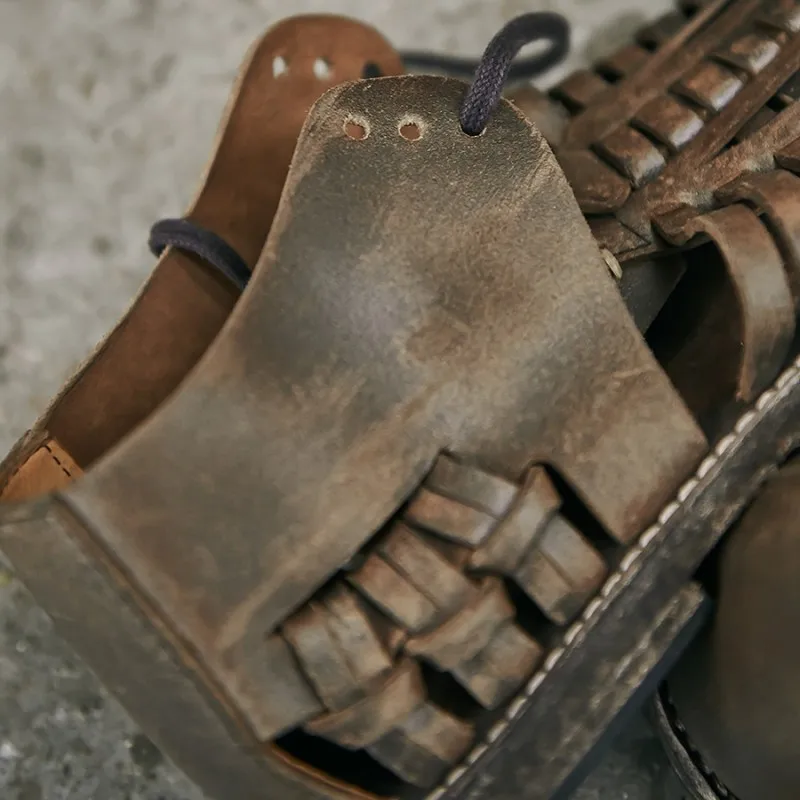 Italienske Mærke Vintage Herre Luksus Ko Ægte Læder Sandaler Håndlavet Hule Ud High Top Gladiator Tæt Tå Lace Up Sandaler