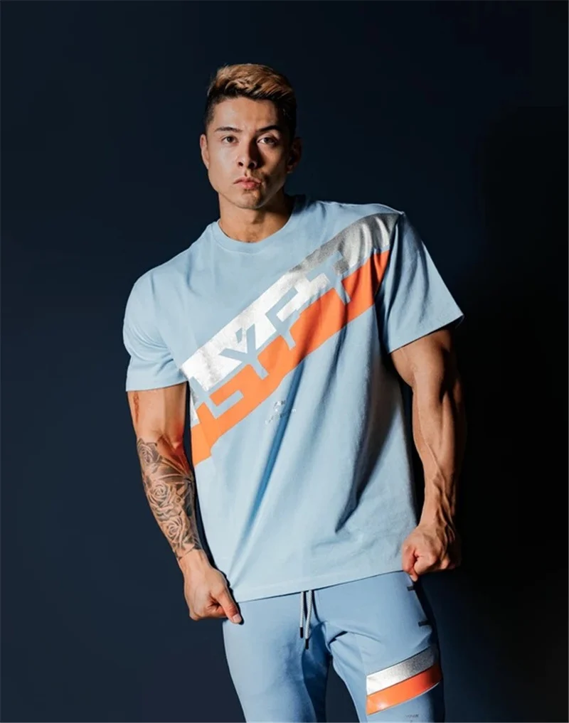 Japan&UK LYFT Sommer Fitness-Sport, der Kører Mand Bomuld kortærmet T-shirt Gym Uddannelse Mænd Muskel Fitness T-Shirt t-Shirts Toppe