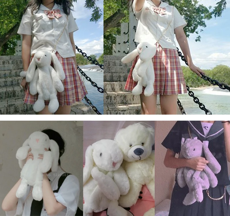 Japansk Anime Cosplay Håndtaske Jk Lolita Søde Bunny Rabbit Doll Blød Taske Koreanske Sød Pige Gotisk Stil Studerende Rygsæk Pakke
