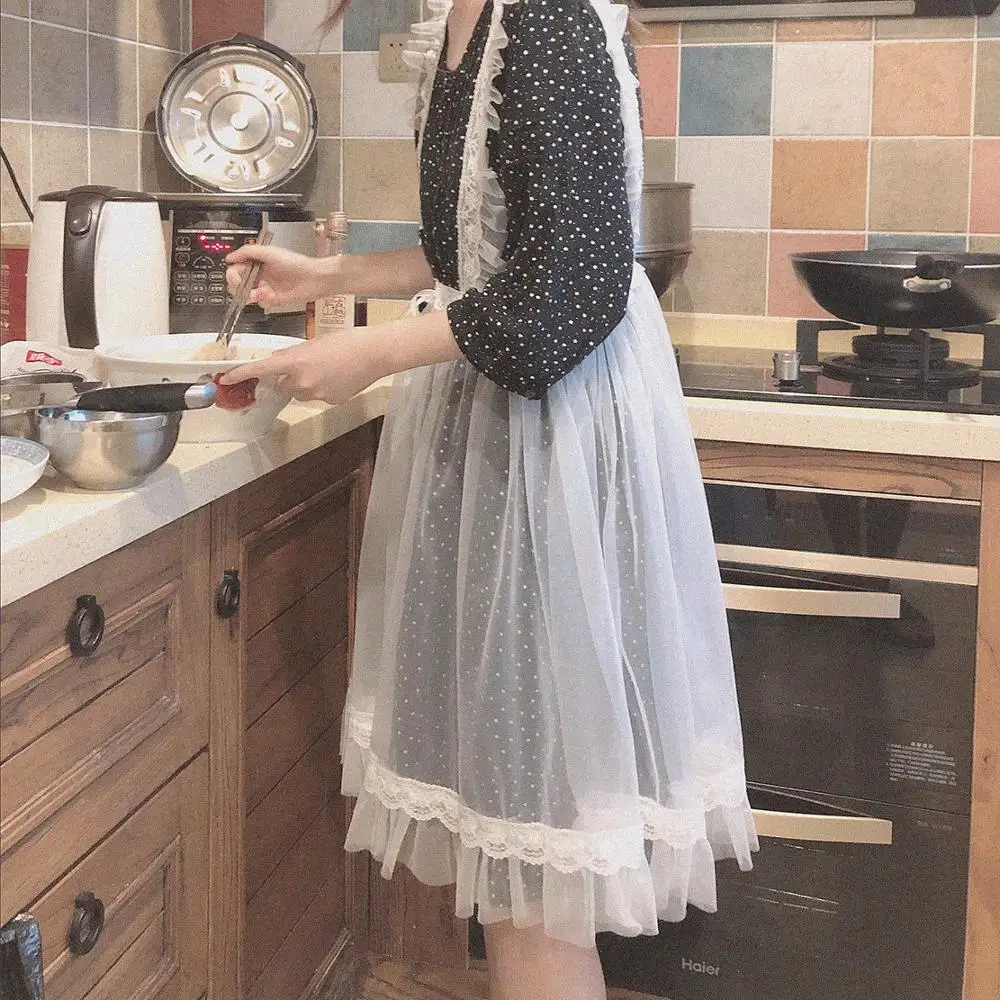 Japansk bløde pige søde søde lolita forklæde bluse mesh victorianske nederdel løs gothic lolita forklæde loli cos lolita Princess