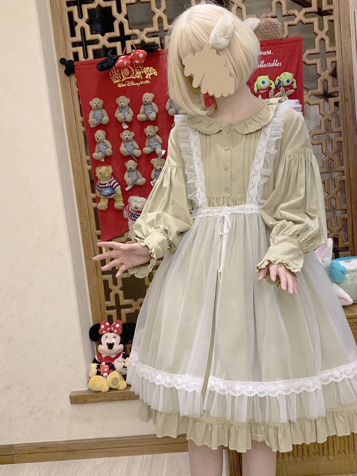 Japansk bløde pige søde søde lolita forklæde bluse mesh victorianske nederdel løs gothic lolita forklæde loli cos lolita Princess