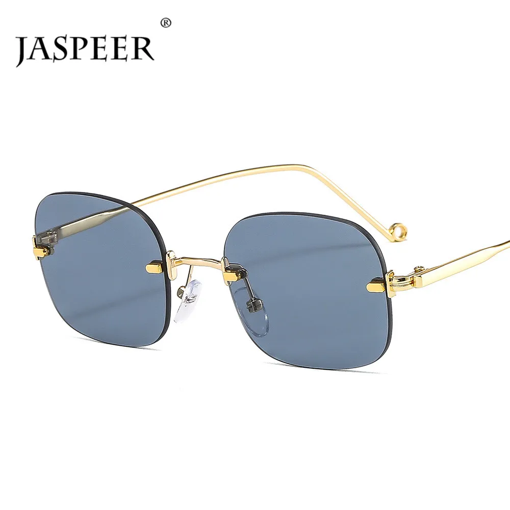 JASPEER Retro Square Solbriller Mænd Uindfattede Rektangulære Solen Glasse Kvinder UV400 Kørsel Nuancer Vintage Brillerne