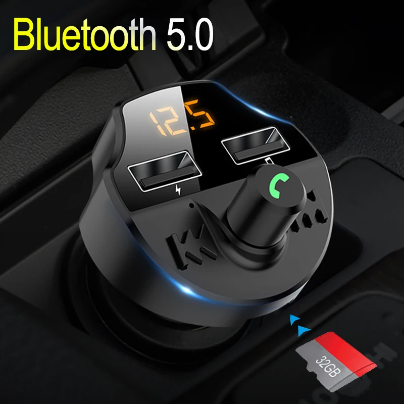 JINSERTA Bil Kit Håndfri Bluetooth-5.0 FM-Senderen LCD-MP3-Afspiller, USB Oplader og Tilbehør til Bilen Håndfri Auto FM