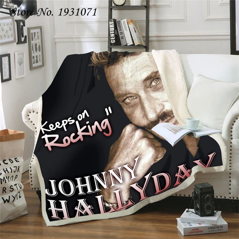 Johnny Hallyday 3D Tæppe til Senge Vandring Picnic Tyk Dyne Fashionable Sengetæppe Fleece Smide Tæppe Voksne Børn 04