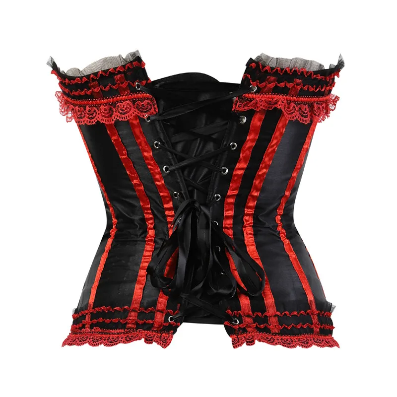 Justerbar mode sexede damer corset med lynlås vintage stil overbust korsetter og bustiers blomstret blonde top undertøj plus størrelse