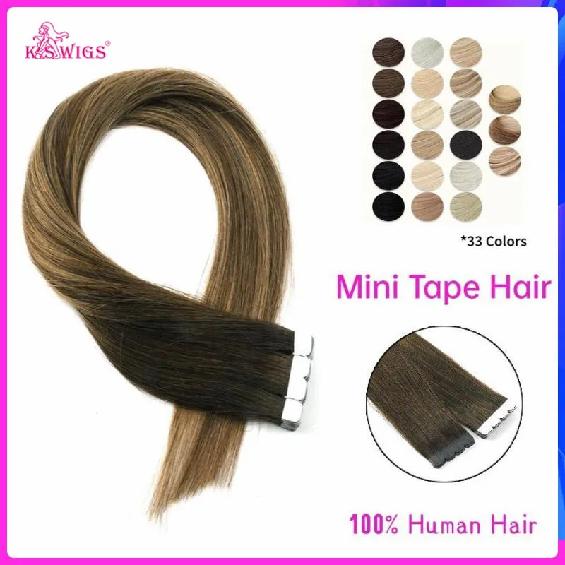 K. S PARYKKER Mini-Tape I Human Hair Extensions Lige Gjorde Maskinen Remy Human Hair Usynlige Klæbende Extension 12