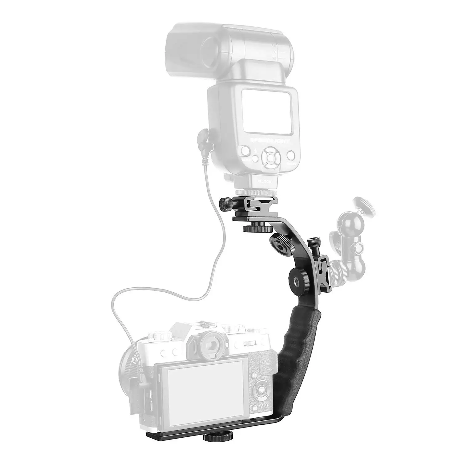 Kamera L-Beslag Mount Video Greb L-Beslag Dual Flash Koldt Sko Mount 1/4 tommer Stativets Skrue drejes, Tunge, Polstret Greb Dslr