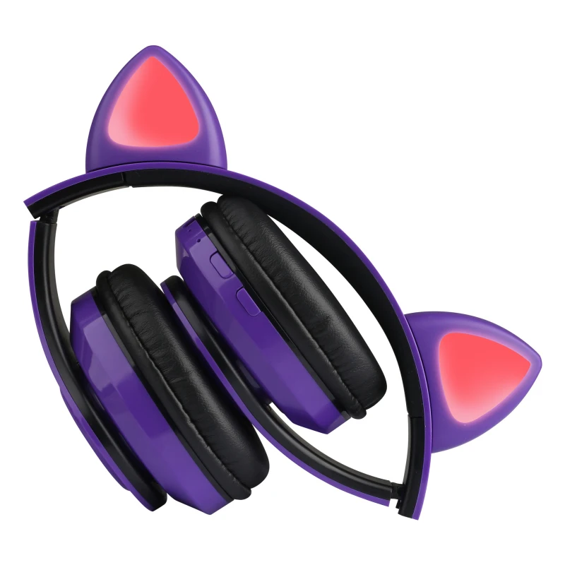 Kat Ører Flash Lys Søde Kat Trådløs Bluetooth-Hovedtelefon Med Mikrofon Til Grils Gave Farverige Bluetooth-5.0 Headse Stereo Hovedtelefon