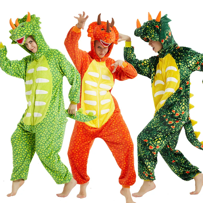 KIGUCOS Unisex Vinteren Kvinder Dejligt Dyr Pyjamas Triceratops Kigurumi Mænd Halloween Unicorn Nattøj Voksen Kostumer Pijama