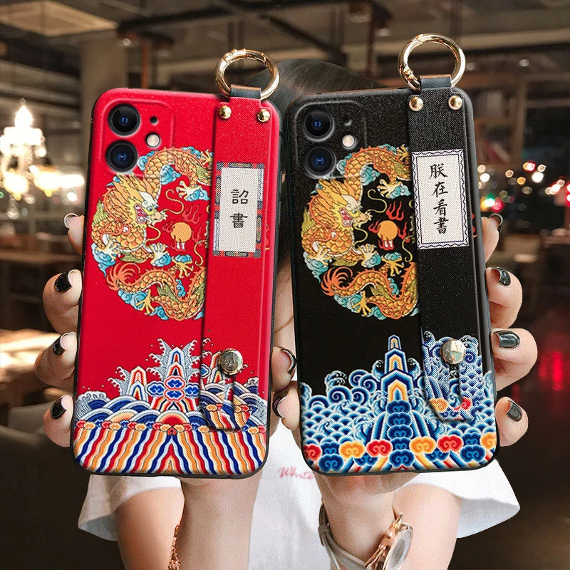 Kinesisk Stil Mønster Phone Case for iPhone X XS-XR-11 Pro MAX 6 7 8 Plus SE2 Capa Blødt TPU Back Dækker Hyggelig Mat Telefonen Tilfælde