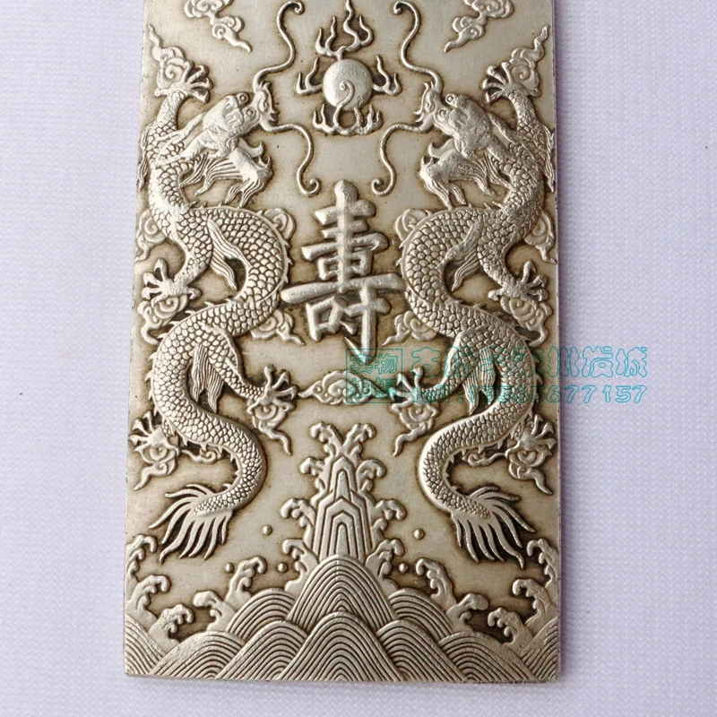 Kinesiske tibet sølvbarrer thanka Fengshui Ssangyong fest levetid statue amulet Talje tag, hænge metal håndværk