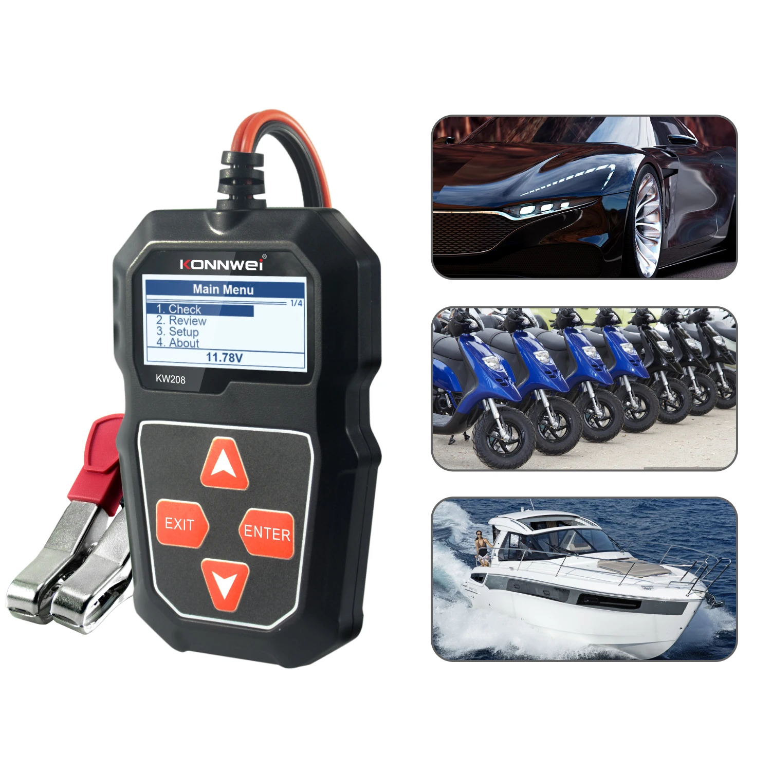 KONNWEI KW208 Batteri Tester Bil Digital 12V 100-2000CCA Cranking afgiftssystem, Test Af Biler Batteri Kapacitet Tester