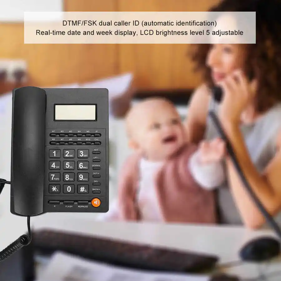 Kontor, Skrivebord, Telefon Fastnet Kontor Telefon med Fastnet Telefon call rekord med DTMF/FSK dobbelt opkalds-ID