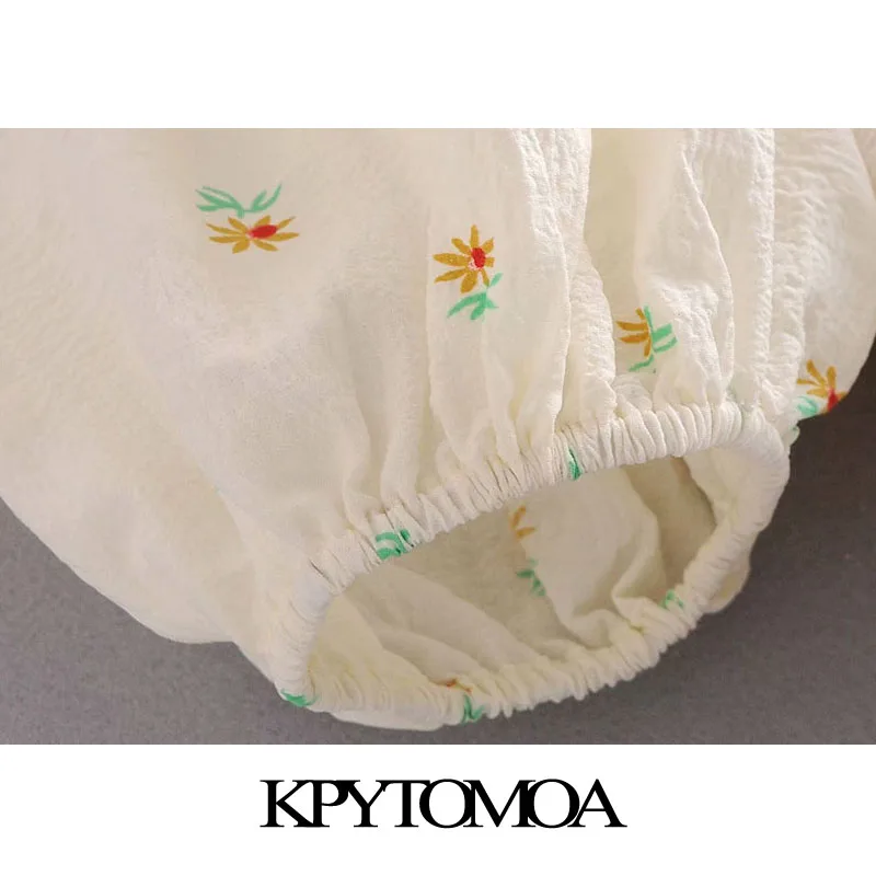 KPYTOMOA Kvinder 2020 Sød Mode Blomster Print Pjusket Mini Kjole Vintage-Pladsen Krave Lanterne Ærme Kvindelige Kjoler Vestidos
