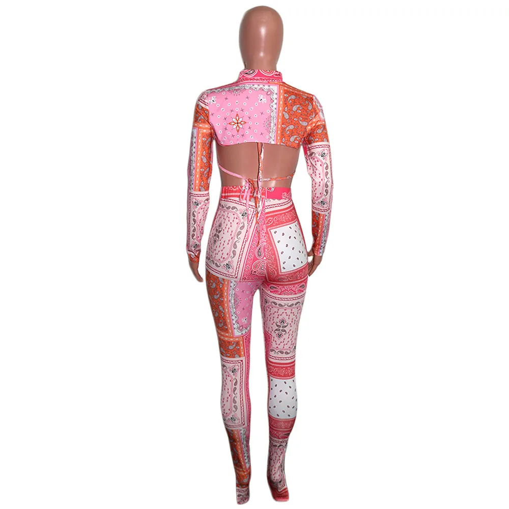 Kricesseen Casual Pink Print Hule 3 Stykker Bukser Sæt, Dame New Langærmet Top Og Bukser Passer Med Bra Sporty Outfits