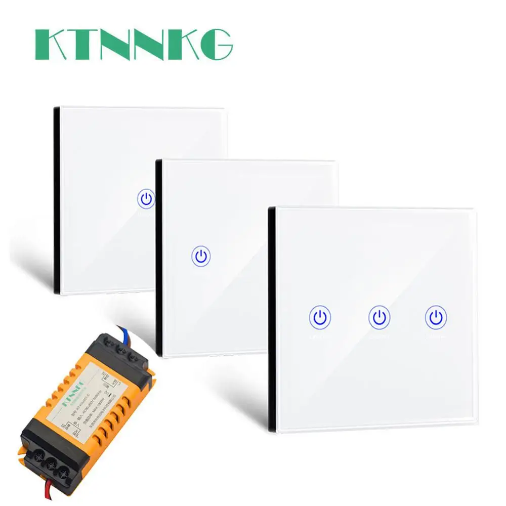 KTNNKG 1/2/3 bande 433Mhz smart push Trådløse Switch Lys RF-Fjernbetjening 110V 220V-Modtager med Taktile RF-Loft Lampe