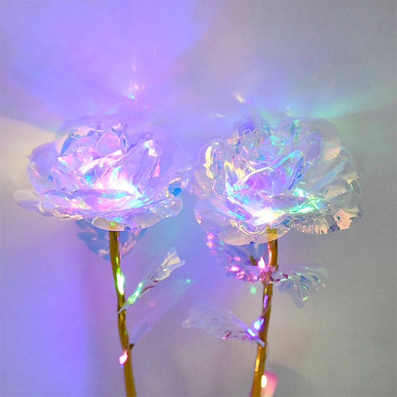 Kunstige Evige Rose Farverige LED-Lys-Kunstige Blomster Glødende Bryllup Dekoration Valentines Dag nytår Gave Roser