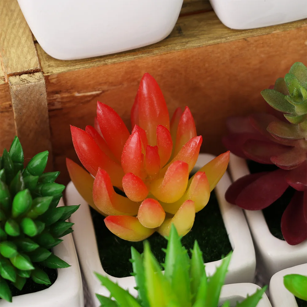 Kunstigt Mini-Planter Sukkulenter Falske Blomster Bonsai Lotus Blomstrede Håndværk Levende Kontor Tabel Indendørs Planter Hjem Indretning