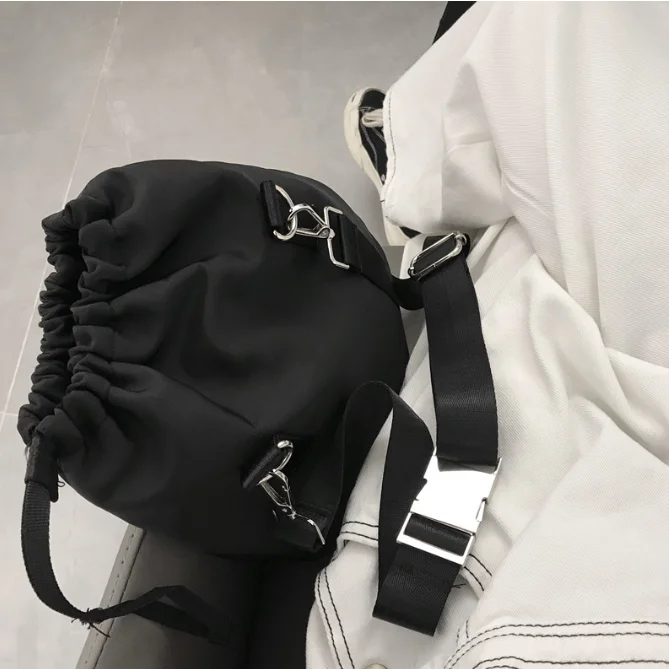Kvindelige taske enkel stil, blød nylon mode vintage taske messenger, skulder pige cross body taske sort h2695Z