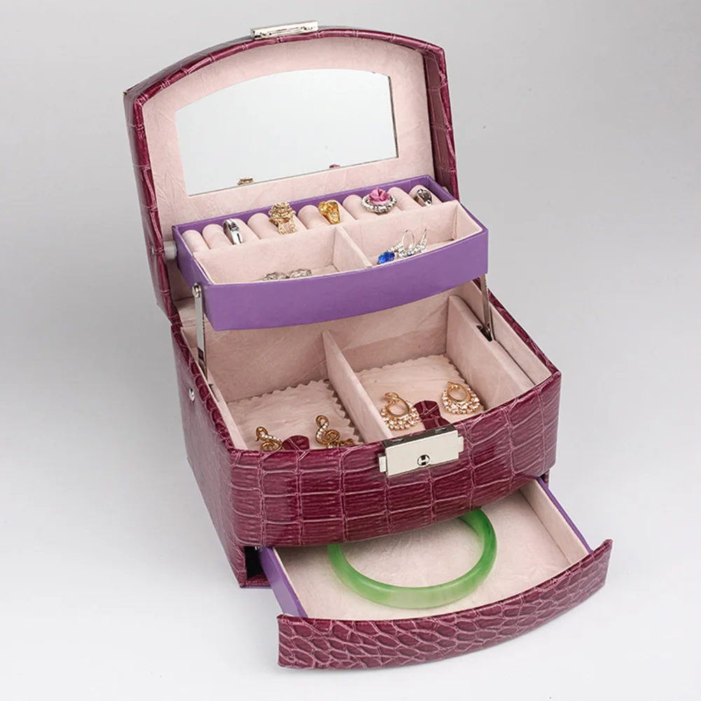 Kvinder 3-Lags Smykkeskrin Makeup Organizer Spejl Storage Container Tilfælde Boks Smykker Display/ Smykker Arrangør/Kosmetiske Organiz