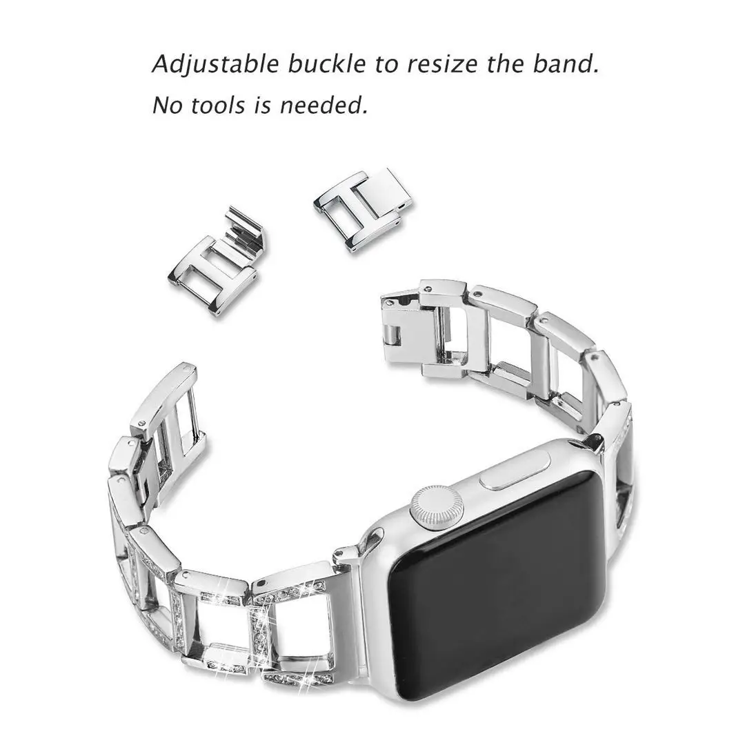 Kvinder Diamond strap Til Apple Ur 3 Band 42mm 44mm Watchbands serice 5 4 2 1 metal rem til Apple Ur 6 Rem 38mm 40mm