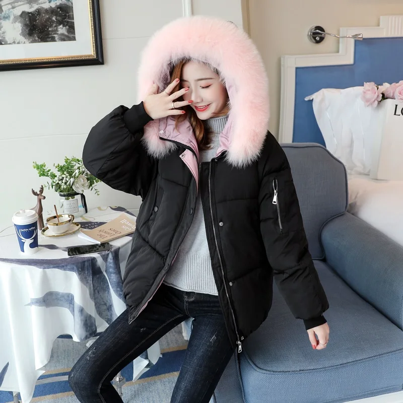 Kvinder ned jakke nyt i vinter kvinde frakker 2020 mode solid farve brød vinter koreanske hætteklædte løs ned polstret jakke