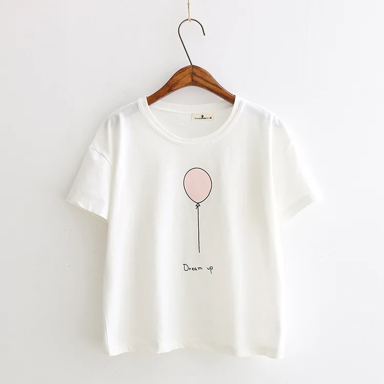 Kvinder sommer bomuld t-shirts 2020 hvid pink farve print camisetas Casual drøm op harajuku casual mode toppe hip hop tøj