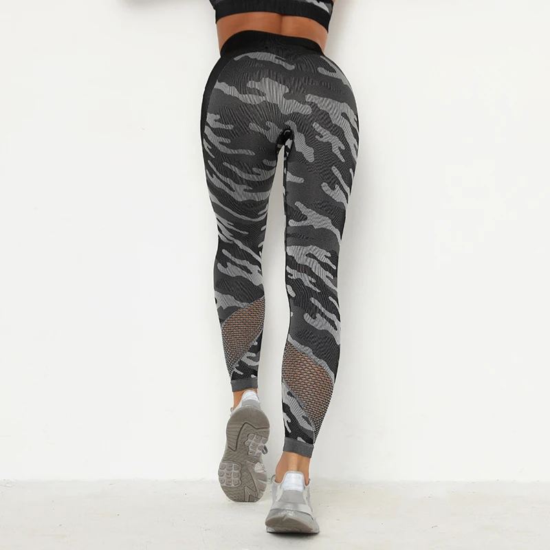 Kvinder Sport Leggings Camouflage Yoga Bukser Trænings-Og Høj Talje Problemfri Mave Kontrol Athletic Lange Tights Fitnesscenter Kører Bukser