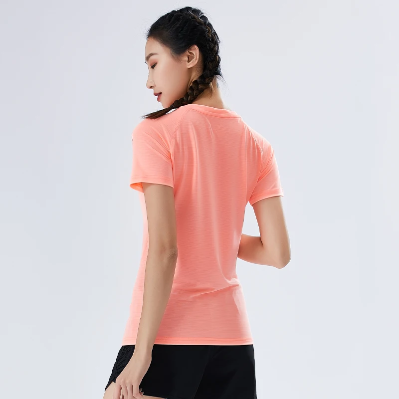 Kvinder Sport T-Shirts Hurtig Tør Fitness Yoga Korte Ærmer Soild Farve Gym Workout T-Shirt Kvinde Running Tee