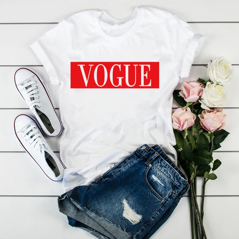 Kvinder Tøj Tegnefilm Vogue Korte Ærmer Tøj Damer Dame T-Shirt Grafisk Toppe Tøj Kvindelige Tumblr T-Shirt T-shirts