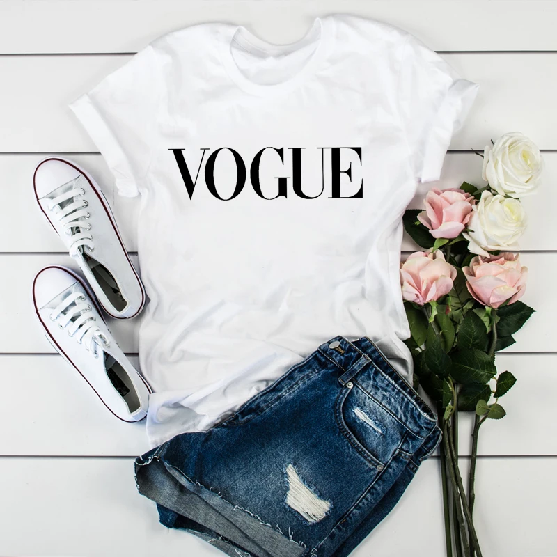 Kvinder Tøj Tegnefilm Vogue Korte Ærmer Tøj Damer Dame T-Shirt Grafisk Toppe Tøj Kvindelige Tumblr T-Shirt T-shirts