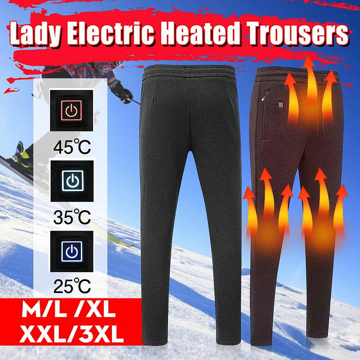 Kvinder Udendørs Varme bukser Bukser med Høj Talje Bukser, Leggings Fortykket Slim USB-Opladning Bukser Til Vandring