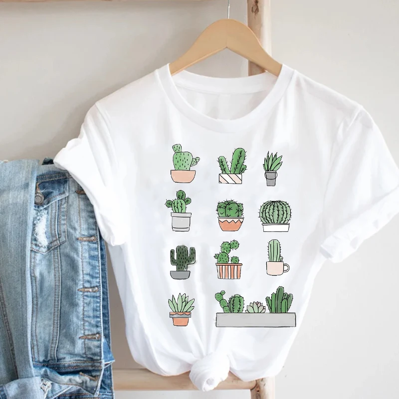 Kvinder Udskrivning Kaktus 90'erne Mujer Camisetas Pige Casual Streetwear Mode Tøj Print Tee Top Tshirt Kvindelige Grafisk T-shirt