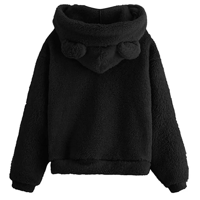 Kvinder Vinteren Hættetrøjer Dejlige Søde Bamse Lange Ærmer Fleece Pullover Bedste Kvindelige Faux Shearling Shaggy Sweatshirt Til Kvinder