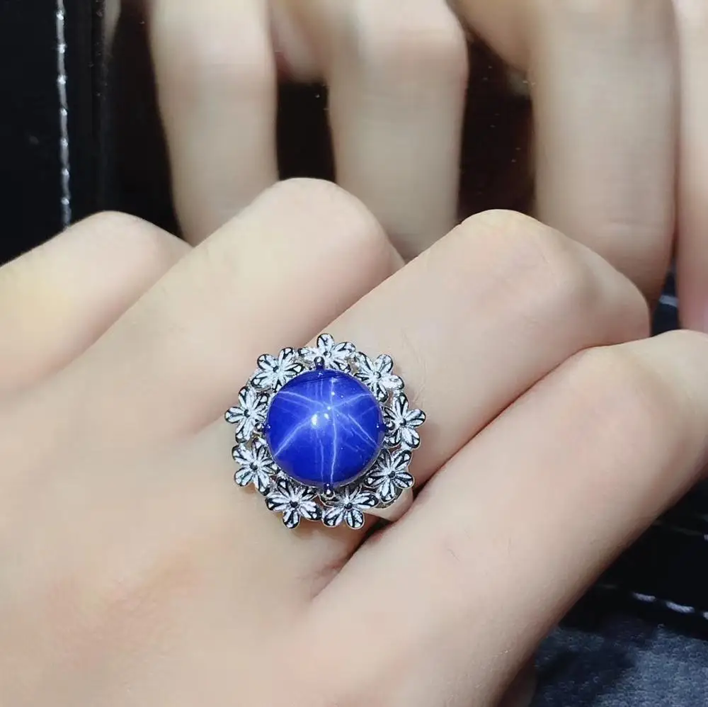 Kæmpe salg classic blue Star Sapphire perle ring for kvinder sølv smykker sølv fødselsdag jubilæum gave gratis skibet